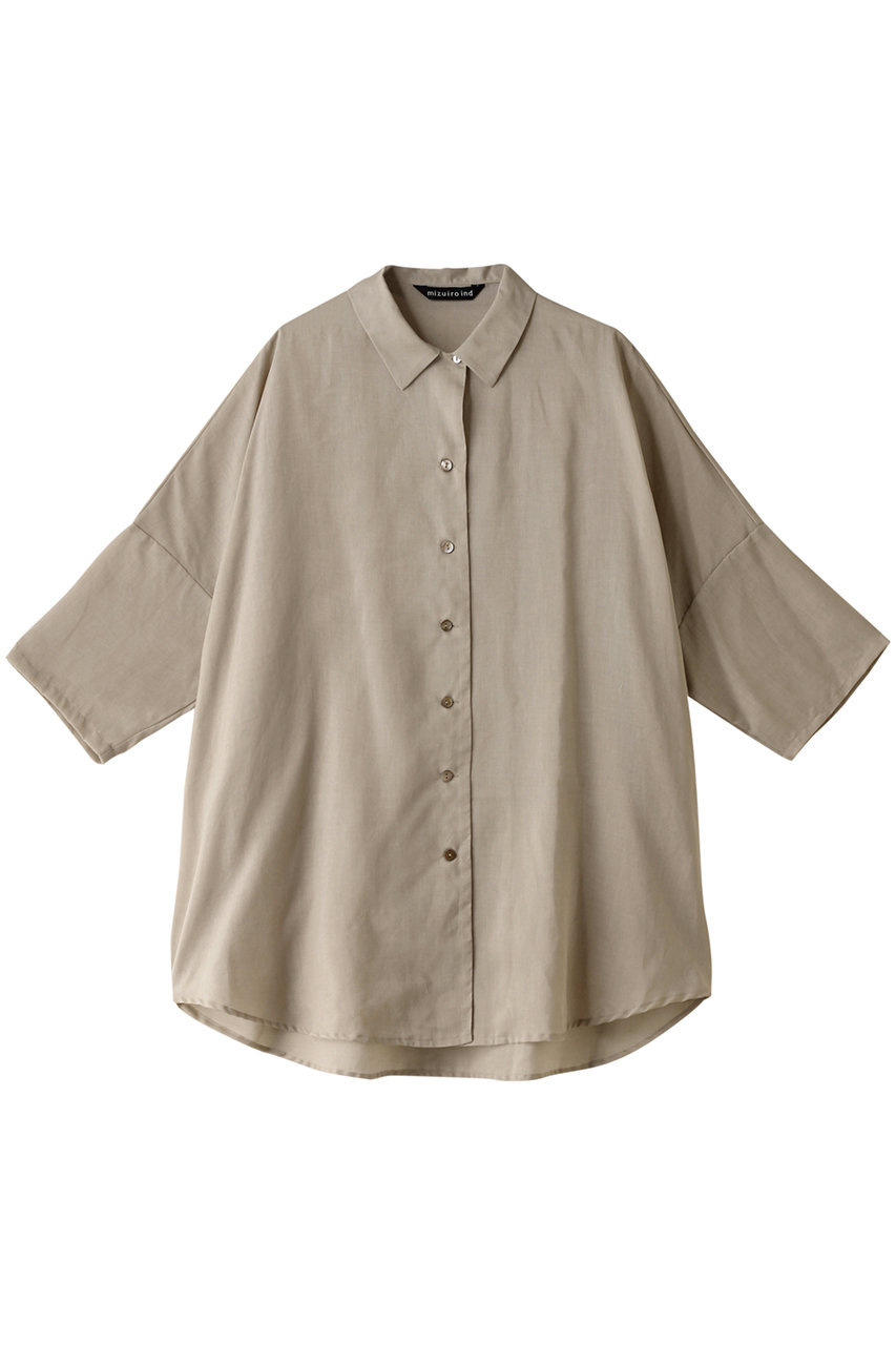 mizuiro ind half slv wide shirt シャツ (beige, F) ミズイロインド ELLE SHOP mizuiro ind half slv wide shirt シャツ (beige, F) ミズイロインド ELLE SHOP