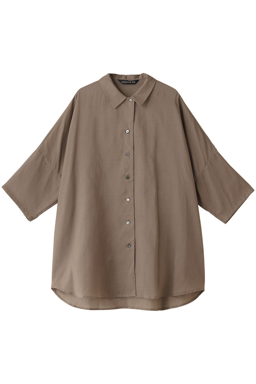 mizuiro ind half slv wide shirt シャツ (brown, F) ミズイロインド ELLE SHOP mizuiro ind half slv wide shirt シャツ (brown, F) ミズイロインド ELLE SHOP