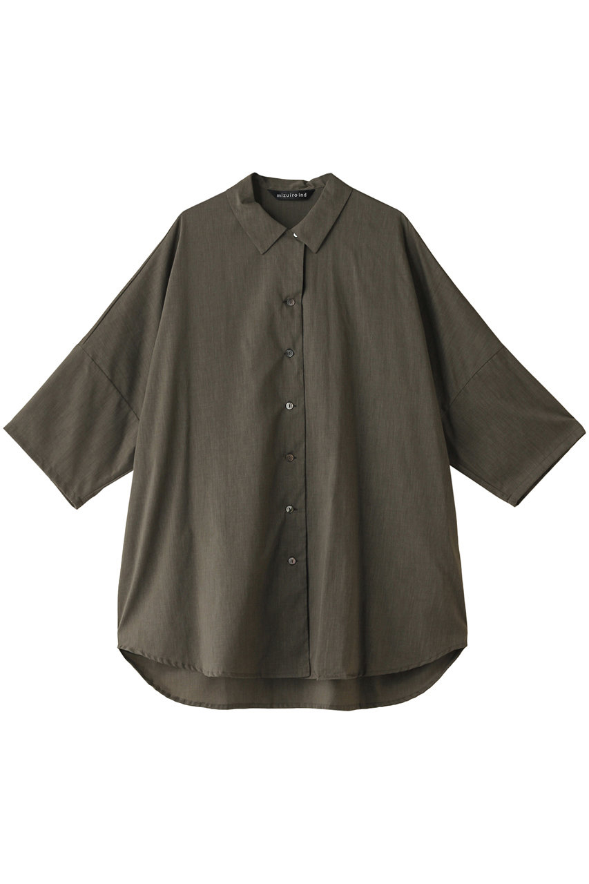 mizuiro ind half slv wide shirt シャツ (khakiA, F) ミズイロインド ELLE SHOP mizuiro ind half slv wide shirt シャツ (khakiA, F) ミズイロインド ELLE SHOP
