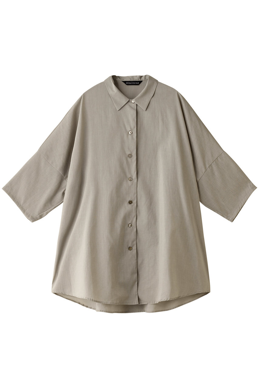 mizuiro ind half slv wide shirt シャツ (beigeA, F) ミズイロインド ELLE SHOP mizuiro ind half slv wide shirt シャツ (beigeA, F) ミズイロインド ELLE SHOP