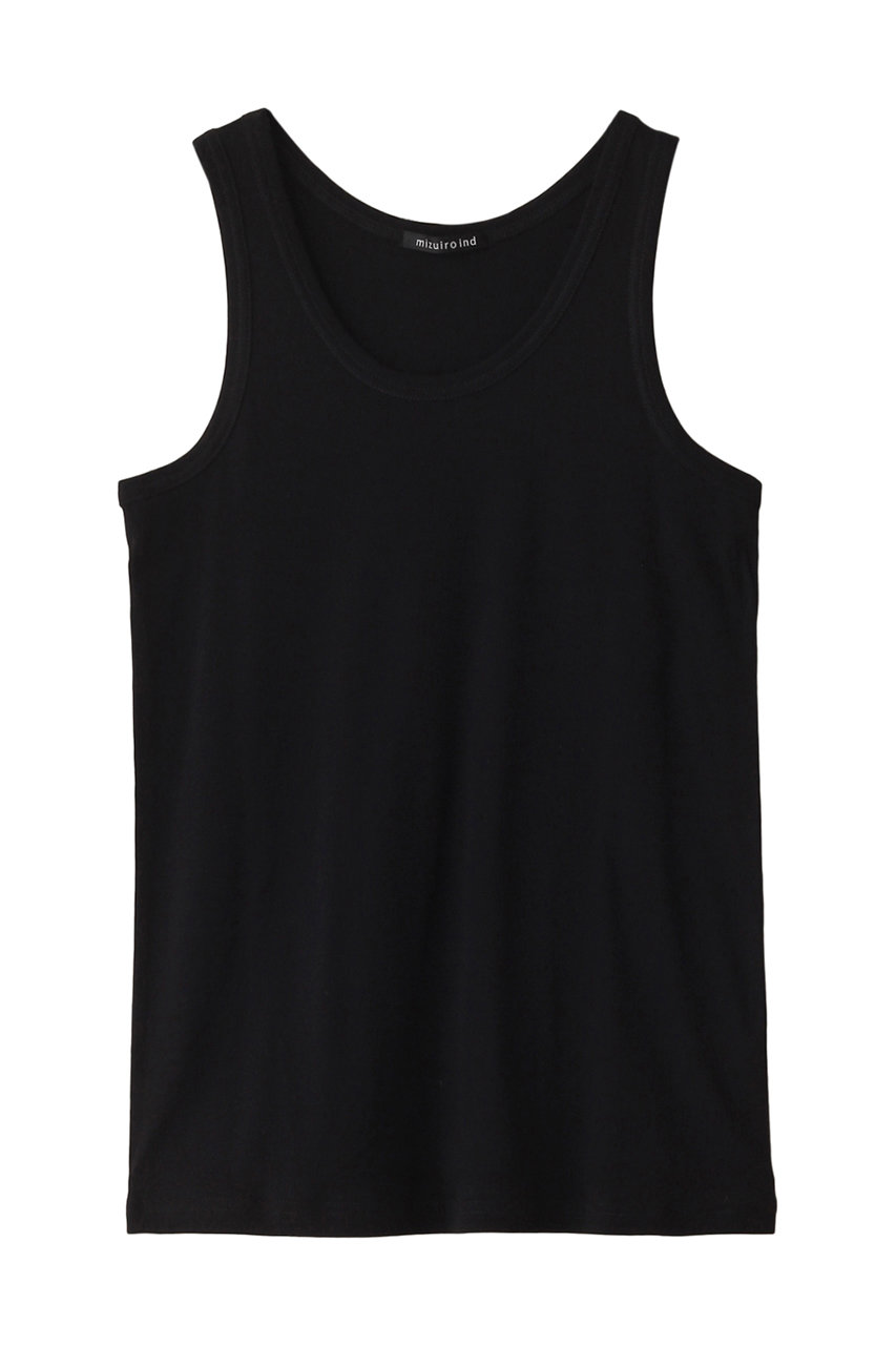 ミズイロインド/mizuiro indのrib knit tank top トップ(black/2-210072)