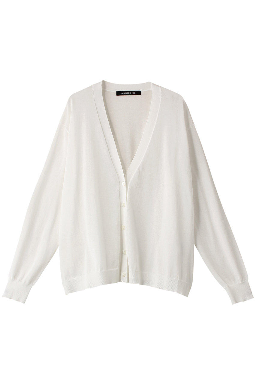 mizuiro ind high gauge V neck C/D カーディガン (off white, F) ミズイロインド ELLE SHOP mizuiro ind high gauge V neck C/D カーディガン (off white, F) ミズイロインド ELLE SHOP