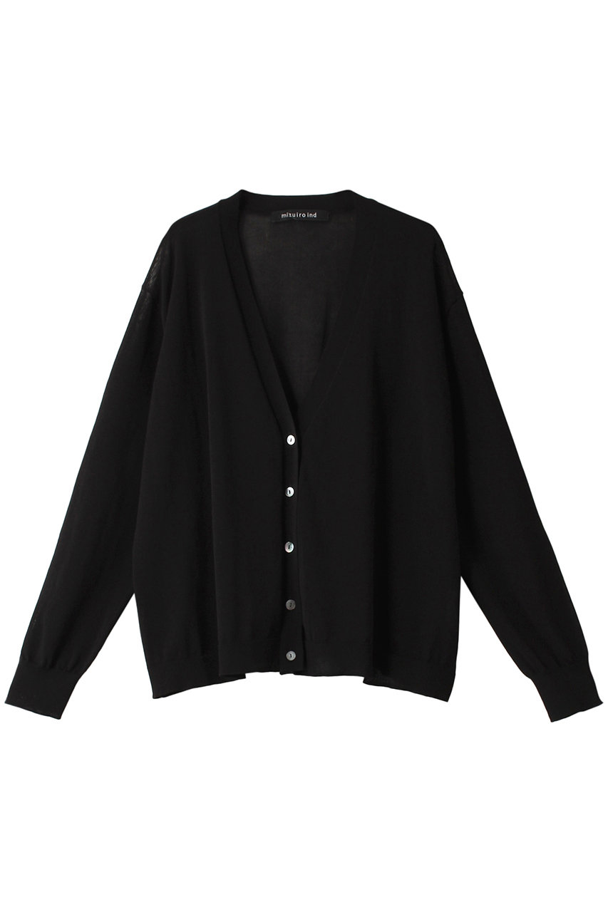 mizuiro ind high gauge V neck C/D カーディガン (black, F) ミズイロインド ELLE SHOP mizuiro ind high gauge V neck C/D カーディガン (black, F) ミズイロインド ELLE SHOP