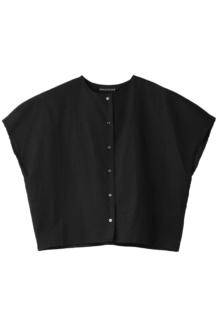 ミズイロインド/mizuiro indのwave crew neck shirt シャツ(black/2-230069)