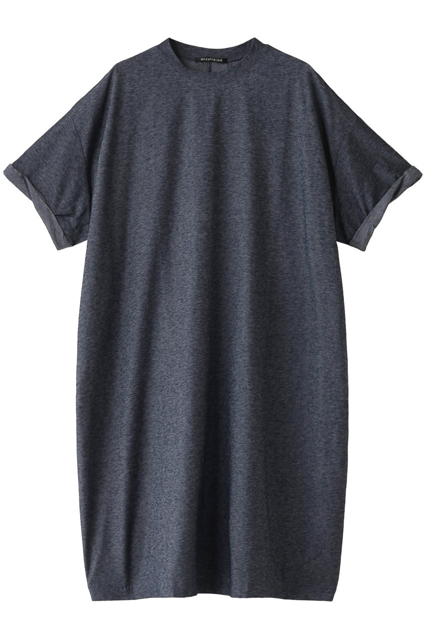 mizuiro ind crew neck roll up slv wide OP ワンピース (navy, F) ミズイロインド ELLE SHOP mizuiro ind crew neck roll up slv wide OP ワンピース (navy, F) ミズイロインド ELLE SHOP
