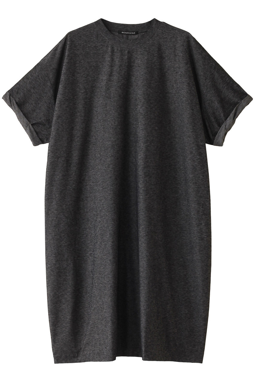 mizuiro ind crew neck roll up slv wide OP ワンピース (black, F) ミズイロインド ELLE SHOP mizuiro ind crew neck roll up slv wide OP ワンピース (black, F) ミズイロインド ELLE SHOP