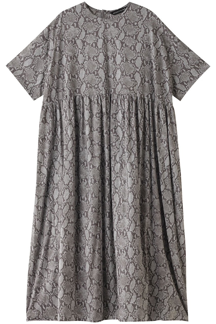 mizuiro ind print gather OP ワンピース (gray, F) ミズイロインド ELLE SHOP mizuiro ind print gather OP ワンピース (gray, F) ミズイロインド ELLE SHOP
