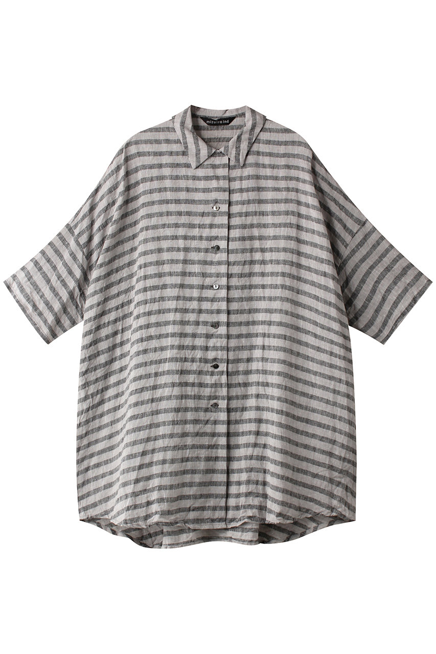 mizuiro ind BD linen wide shirt シャツ (gray, F) ミズイロインド ELLE SHOP mizuiro ind BD linen wide shirt シャツ (gray, F) ミズイロインド ELLE SHOP