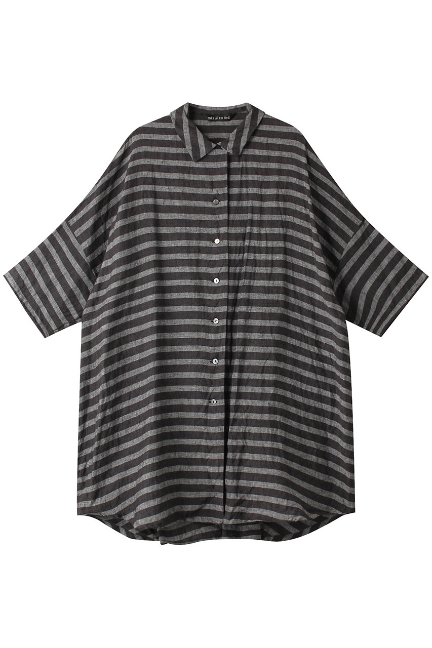mizuiro ind BD linen wide shirt シャツ (c.gray, F) ミズイロインド ELLE SHOP mizuiro ind BD linen wide shirt シャツ (c.gray, F) ミズイロインド ELLE SHOP