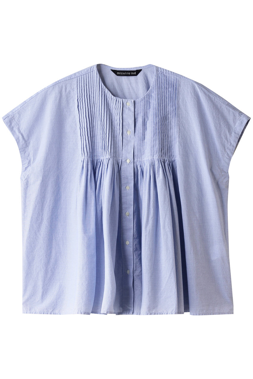 mizuiro ind pin tucked N/S shirt シャツ (blue, F) ミズイロインド ELLE SHOP mizuiro ind pin tucked N/S shirt シャツ (blue, F) ミズイロインド ELLE SHOP