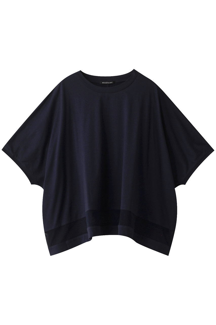 ミズイロインド/mizuiro indのmesh mix wide P/O プルオーバー(navy/2-210085)