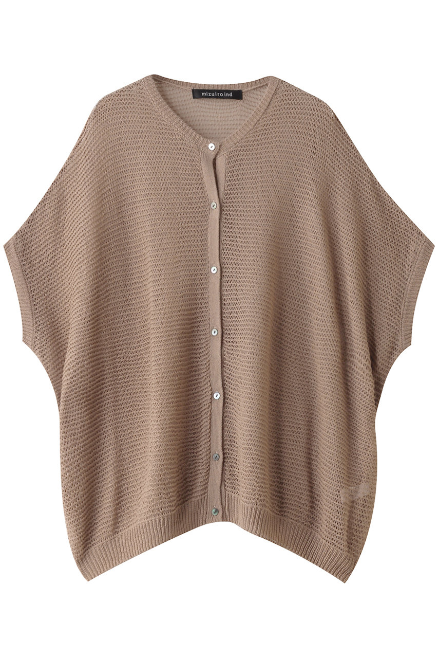 mizuiro ind mesh cocoon wide C/D カーディガン (beige, F) ミズイロインド ELLE SHOP mizuiro ind mesh cocoon wide C/D カーディガン (beige, F) ミズイロインド ELLE SHOP