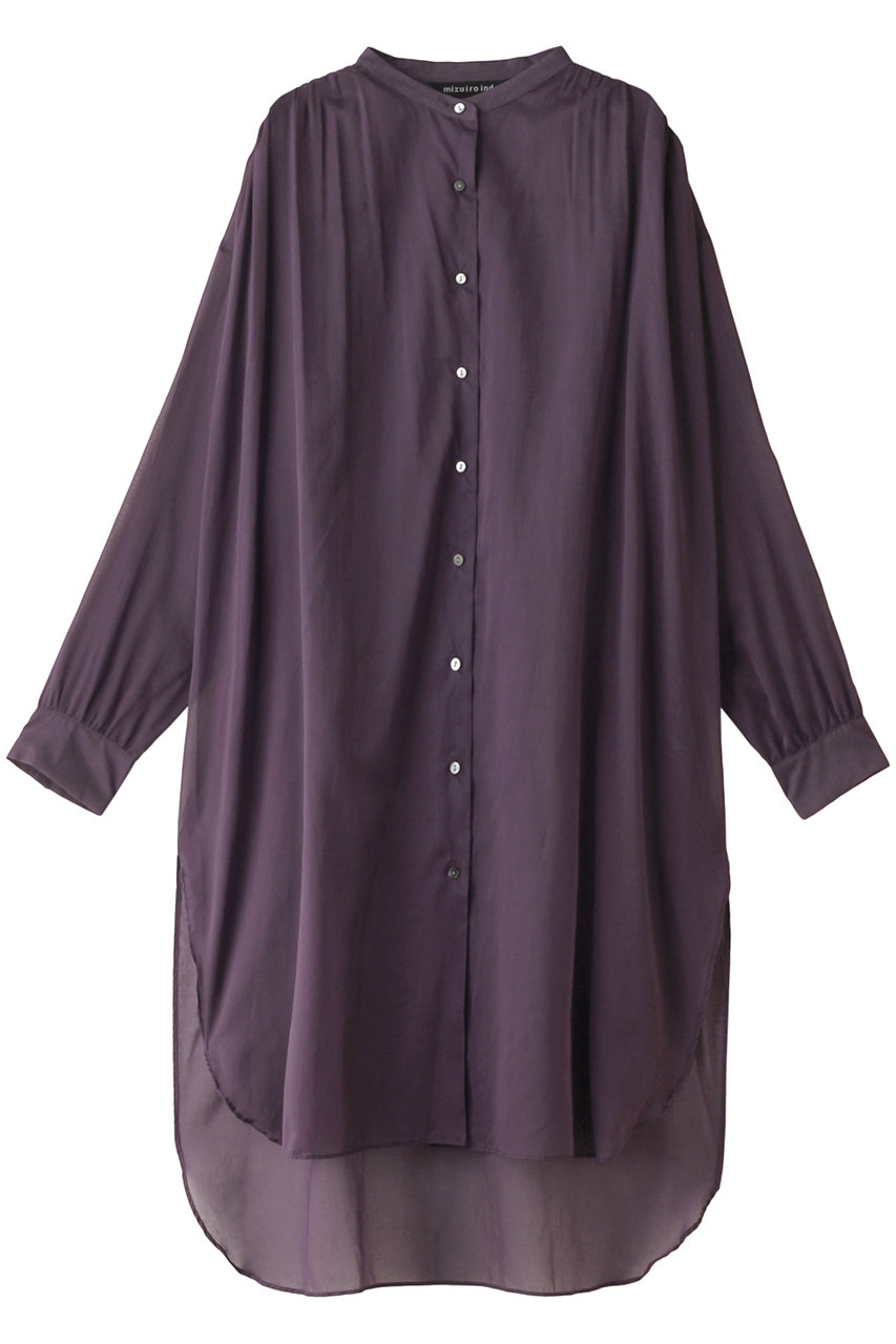 mizuiro ind stand collar gather OP ワンピース (purple, F) ミズイロインド ELLE SHOP mizuiro ind stand collar gather OP ワンピース (purple, F) ミズイロインド ELLE SHOP