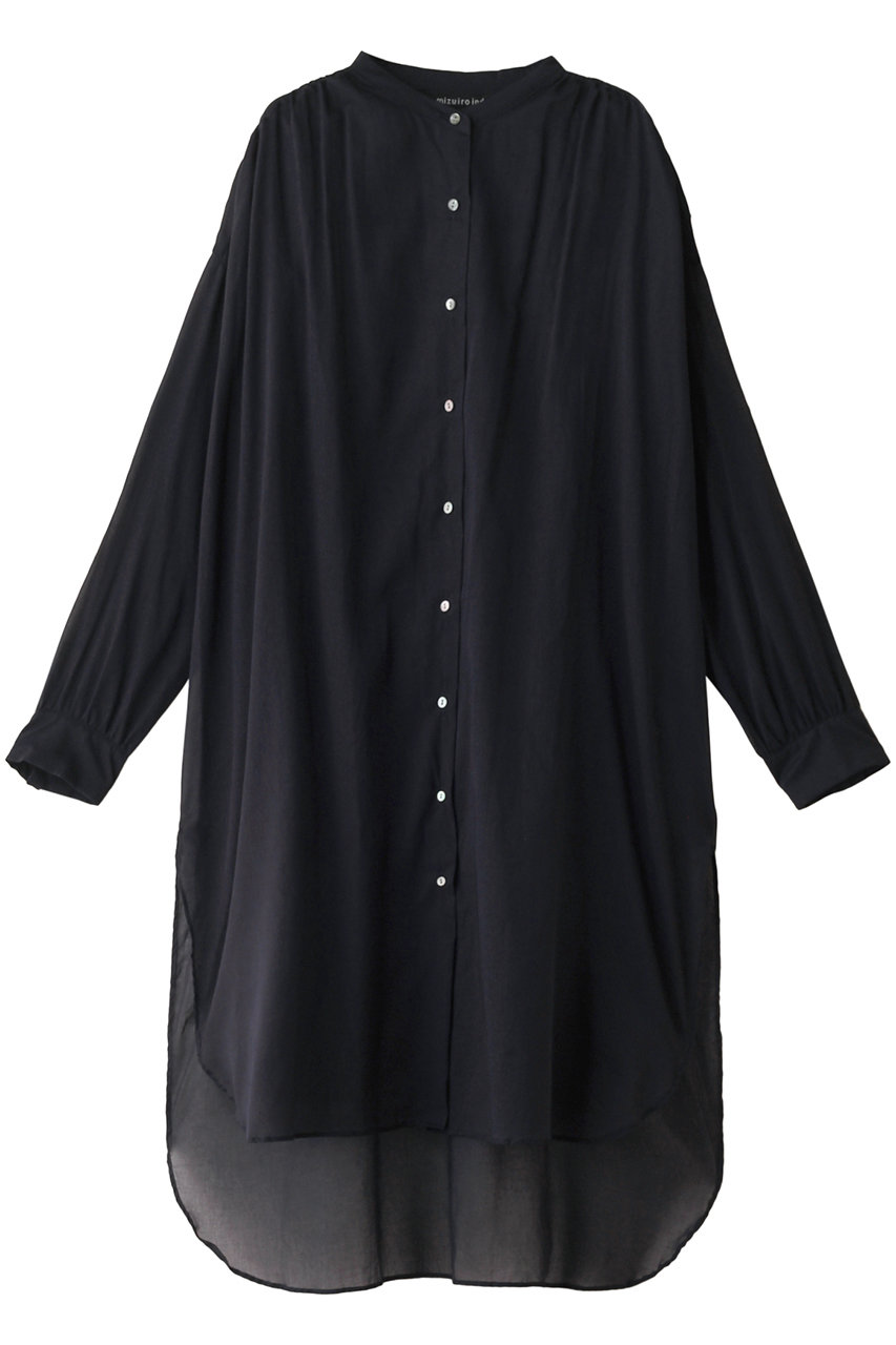 mizuiro ind stand collar gather OP ワンピース (navy, F) ミズイロインド ELLE SHOP mizuiro ind stand collar gather OP ワンピース (navy, F) ミズイロインド ELLE SHOP