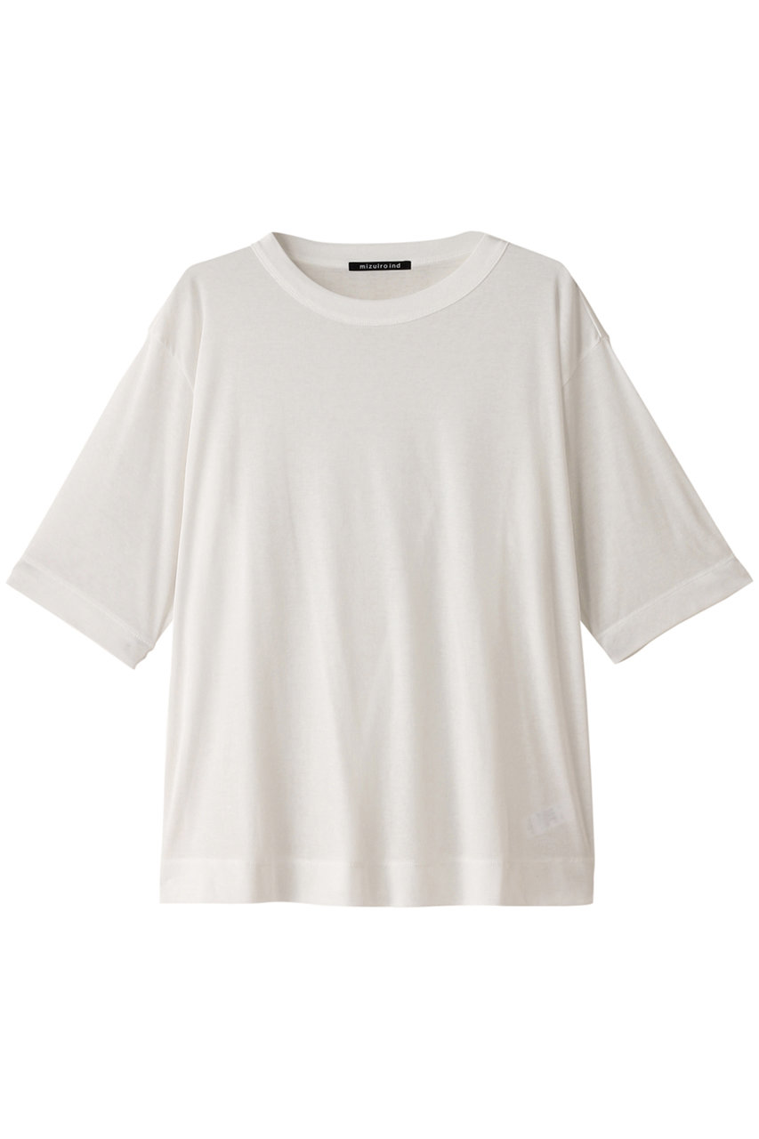 ミズイロインド/mizuiro indのgauze crew neck half slv T Tシャツ(off white/2-210088)