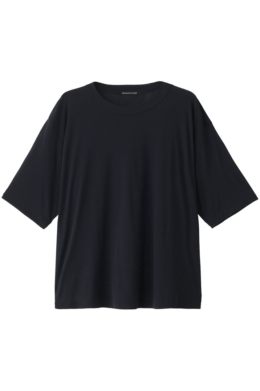 mizuiro ind gauze crew neck half slv T Tシャツ (navy, F) ミズイロインド ELLE SHOP mizuiro ind gauze crew neck half slv T Tシャツ (navy, F) ミズイロインド ELLE SHOP
