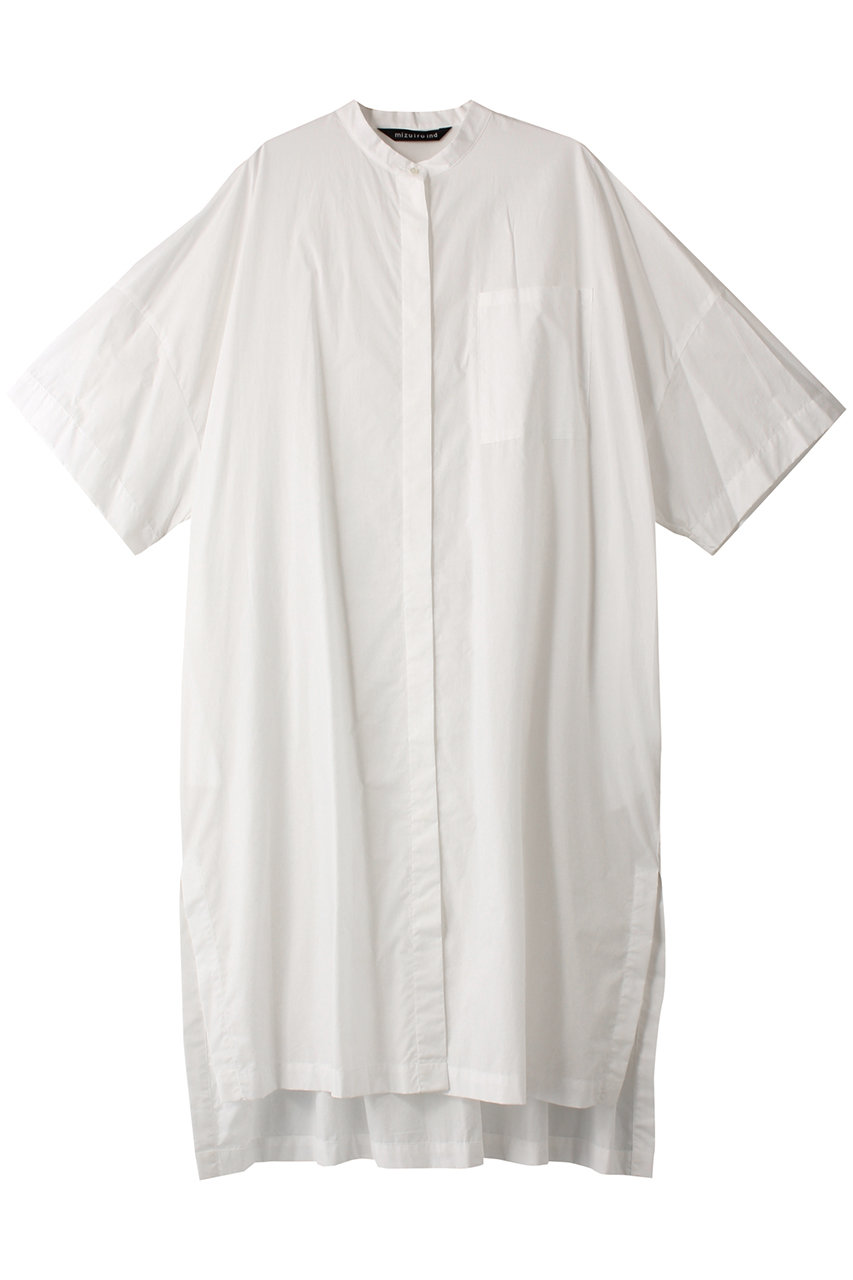 mizuiro ind stand collar hlf slv shirt OP ワンピース (off white, F) ミズイロインド ELLE SHOP mizuiro ind stand collar hlf slv shirt OP ワンピース (off white, F) ミズイロインド ELLE SHOP