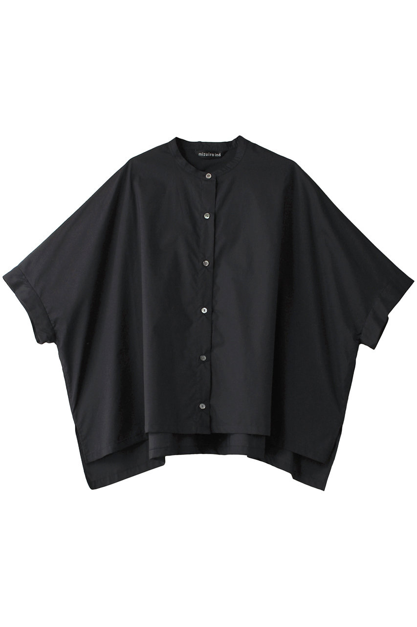 ミズイロインド/mizuiro indのstand collar wide shirt シャツ(navy/2-230056A)