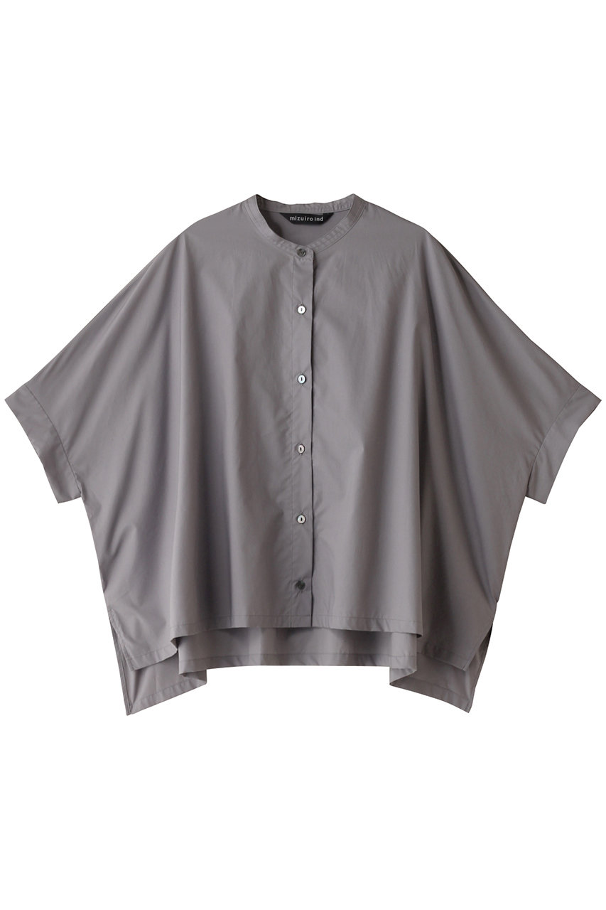 ミズイロインド/mizuiro indのstand collar wide shirt シャツ(gray/2-230056A)