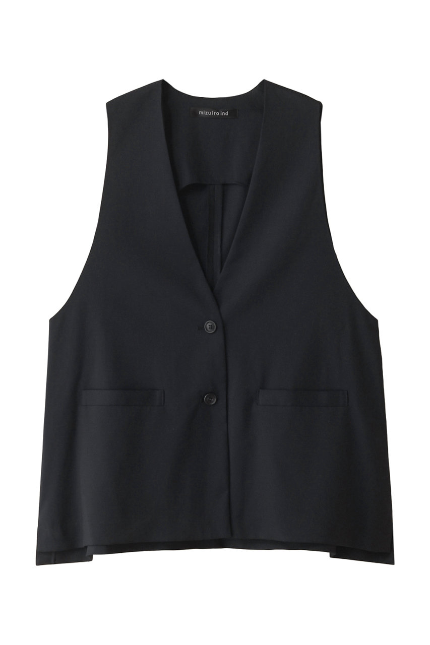 ミズイロインド/mizuiro indのdeep V neck wide vest ベスト(navy/3-230067)