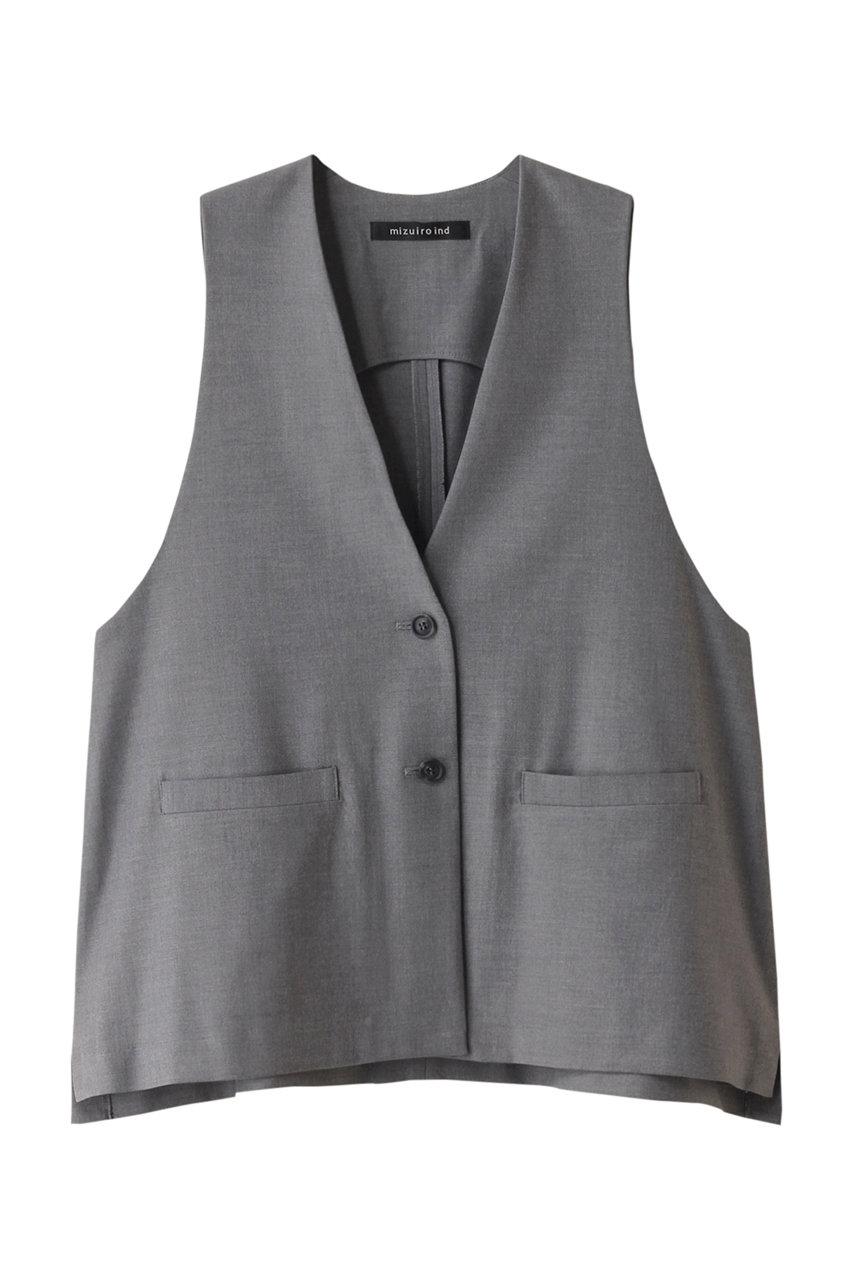 deep V neck wide vest ベスト