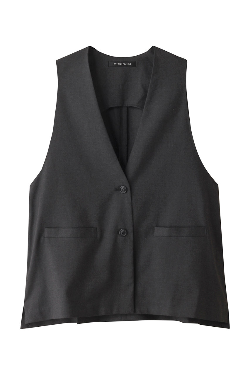 ミズイロインド/mizuiro indのdeep V neck wide vest ベスト(c.gray/3-230067)