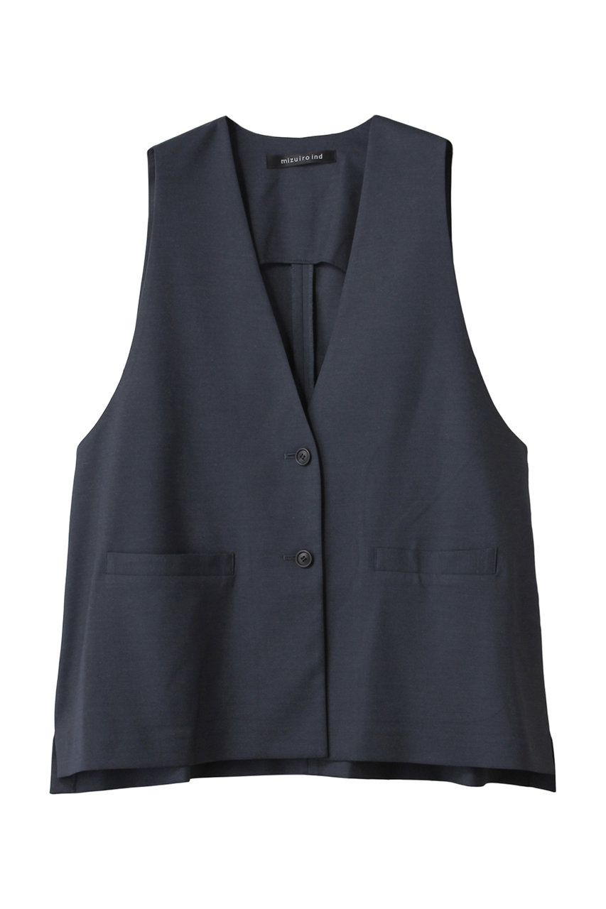 ミズイロインド/mizuiro indのdeep V neck wide vest ベスト(d.navy/3-230067)