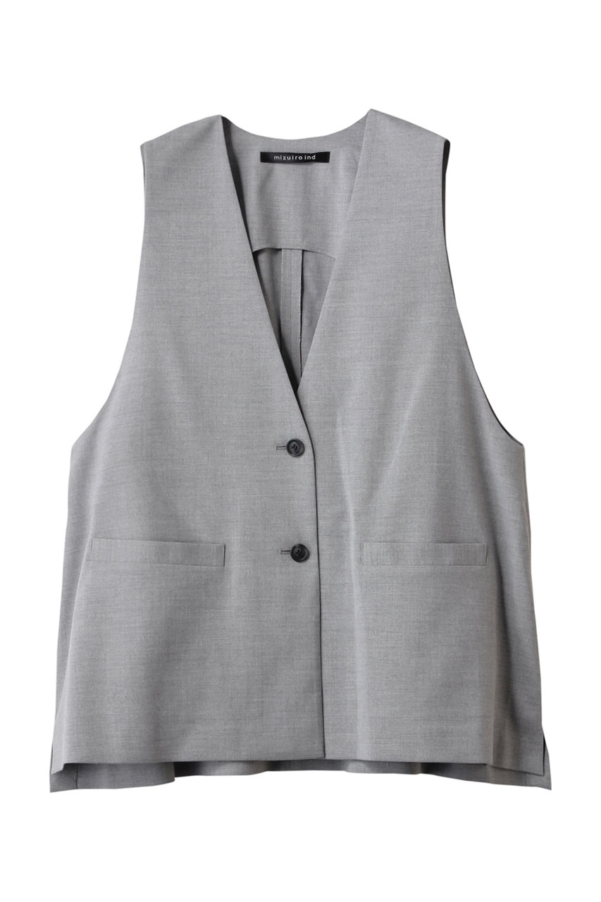 ミズイロインド/mizuiro indのdeep V neck wide vest ベスト(l.gray/3-230067)