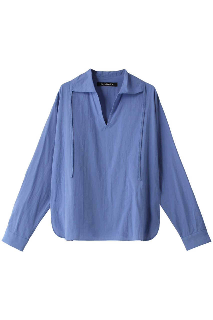 ミズイロインド/mizuiro indのskipper P/O shirt シャツ(blue/3-230074)