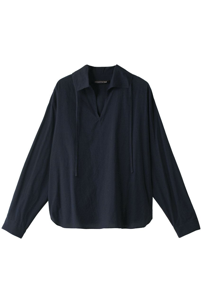 ミズイロインド/mizuiro indのskipper P/O shirt シャツ(navy/3-230074)