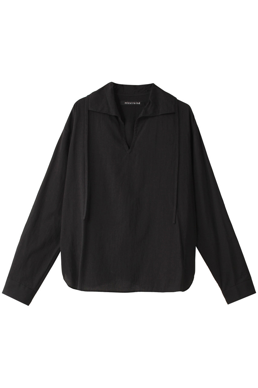 ミズイロインド/mizuiro indのskipper P/O shirt シャツ(black/3-230074)