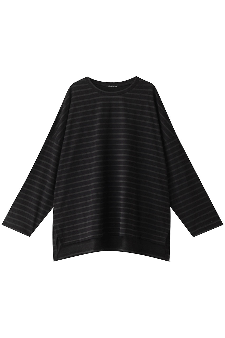 ミズイロインド/mizuiro indのburn out print wide tunic チュニック(black(ボーダー)/3-210035)