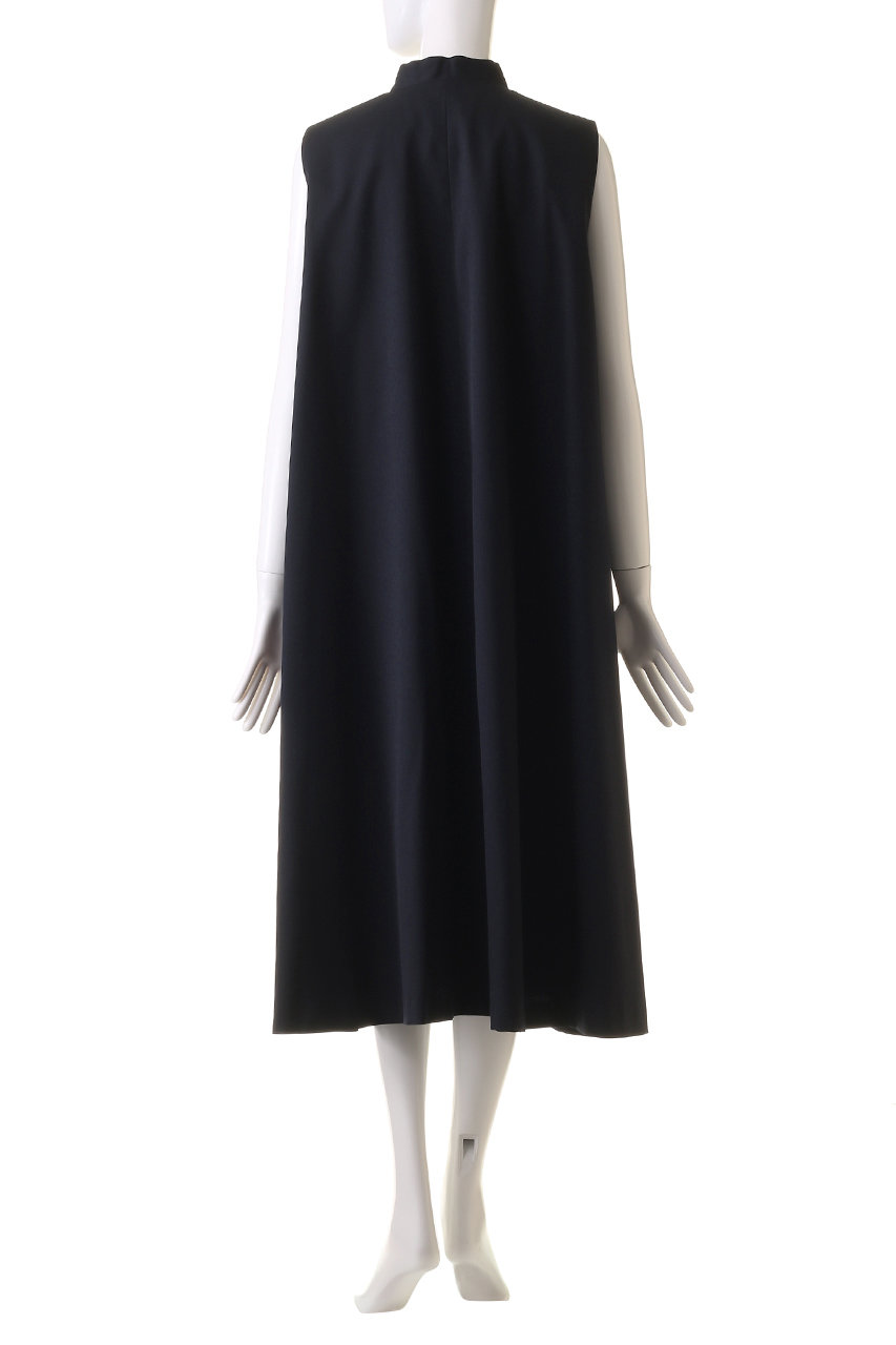 mizuiro ind(ミズイロインド)｜stand collar flare OP ワンピース/navy 