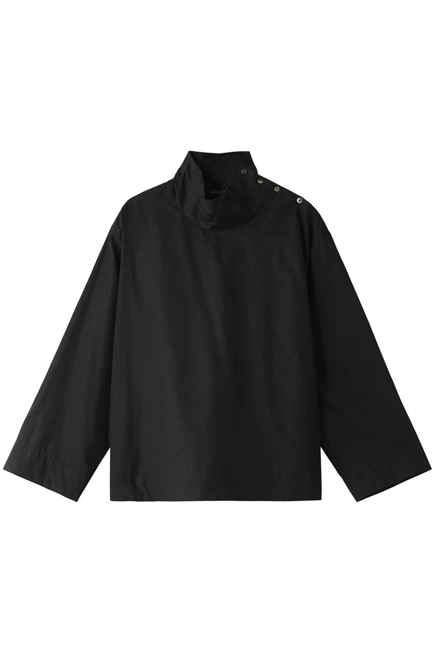 ミズイロインド/mizuiro indのhigh neck P/O shirt シャツ(black/3-230072)