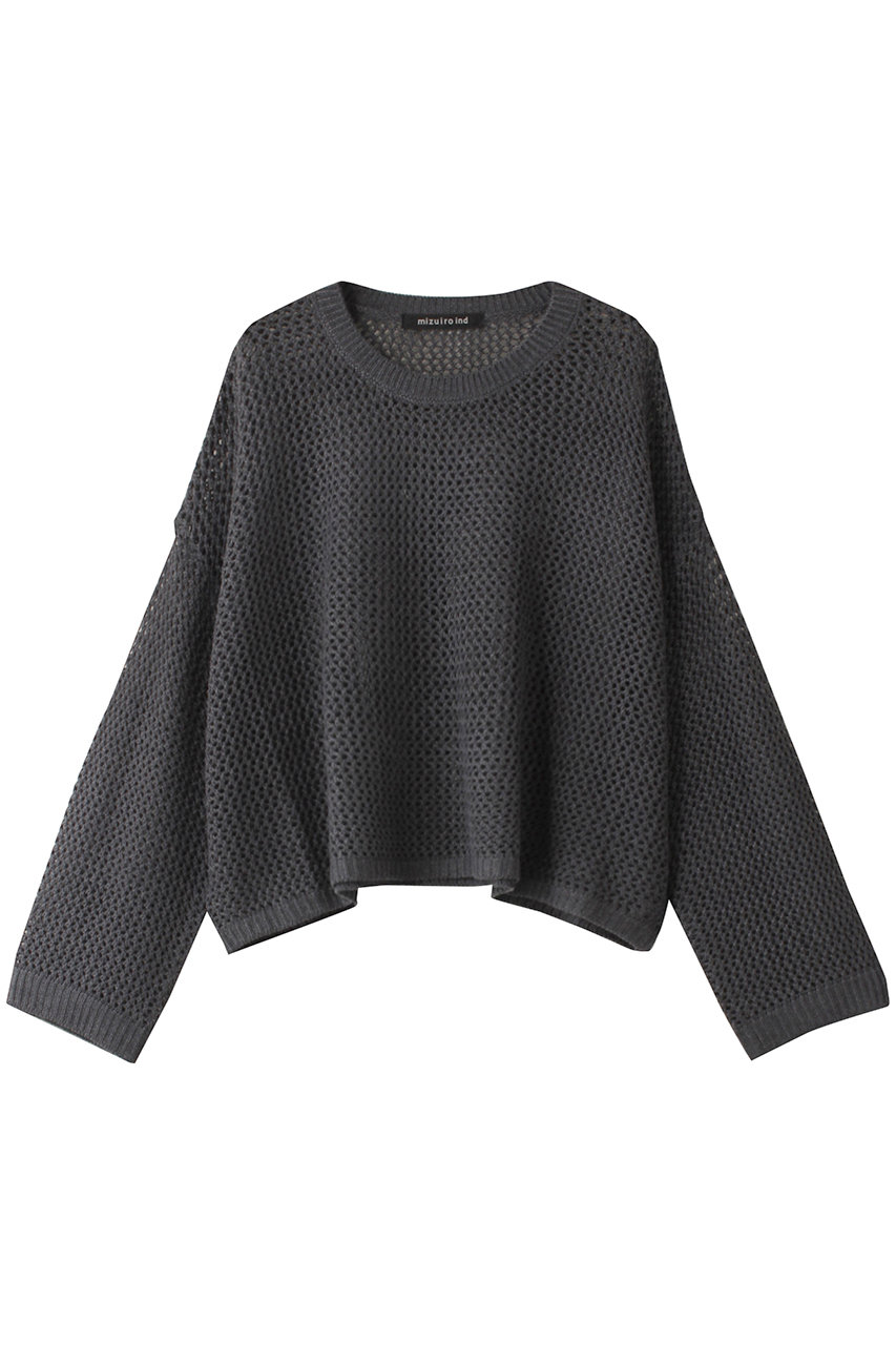 ミズイロインド/mizuiro indのmesh crew neck P/O プルオーバー(c.gray/3-220065)