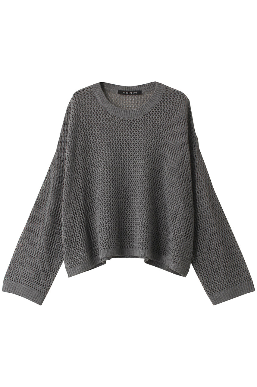 ミズイロインド/mizuiro indのmesh crew neck P/O プルオーバー(gray/3-220065)