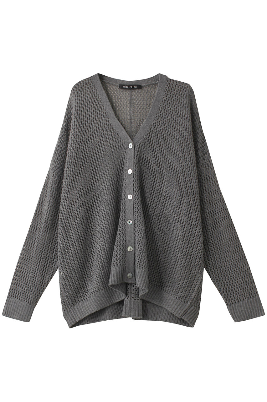 mizuiro ind mesh V neck C/D カーディガン (gray, F) ミズイロインド ELLE SHOP mizuiro ind mesh V neck C/D カーディガン (gray, F) ミズイロインド ELLE SHOP