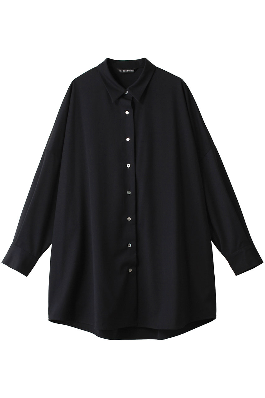 ミズイロインド/mizuiro indのback cocoon wide shirt シャツ(navy/3-230060)