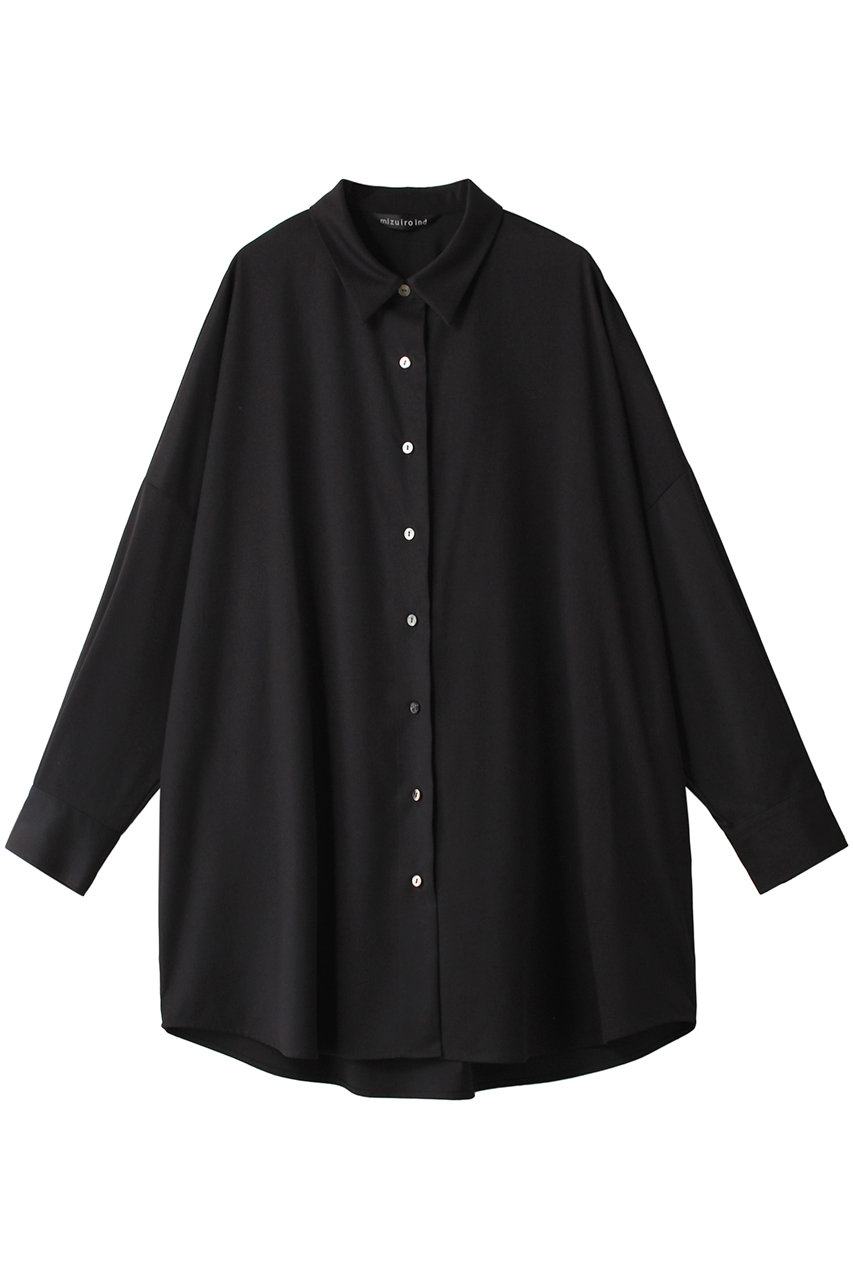 ミズイロインド/mizuiro indのback cocoon wide shirt シャツ(black/3-230060)