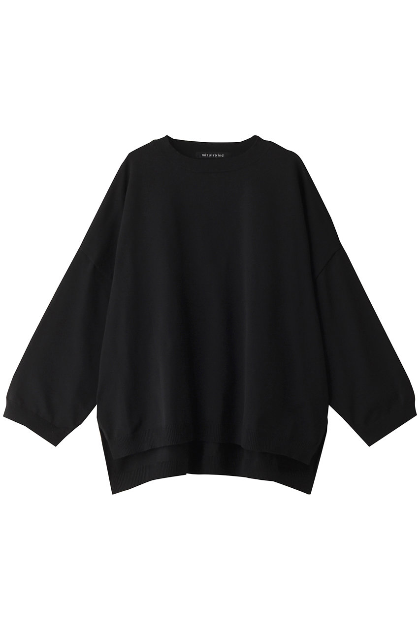 ミズイロインド/mizuiro indのcrew neck wide P/O プルオーバー(black/3-220075)