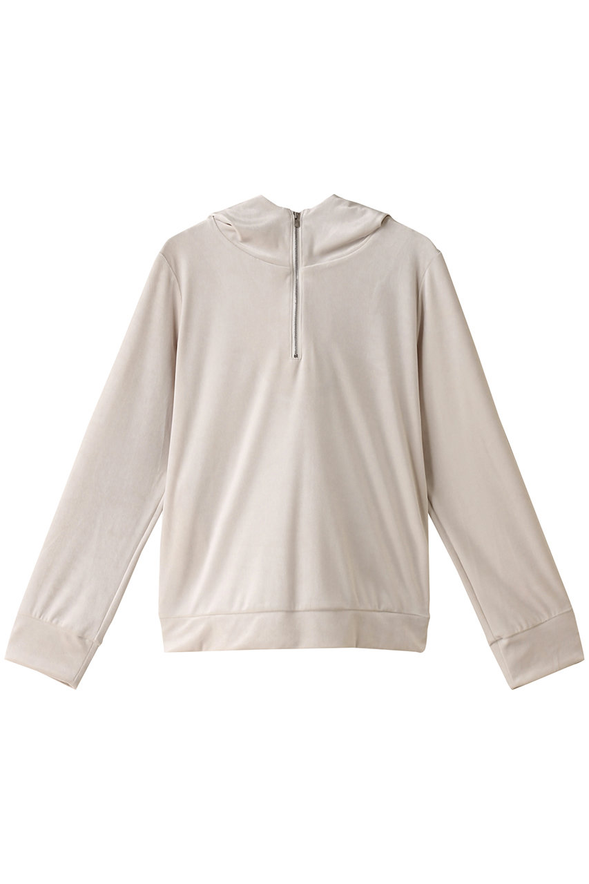 ミズイロインド/mizuiro indのvelour hooded P/O プルオーバー(ivory/3-210033)