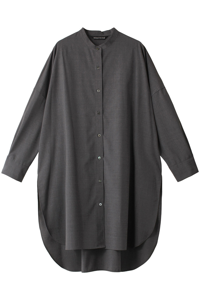 ミズイロインド/mizuiro indのT/W stand collar shirt tunic チュニック(gray/3-230075)