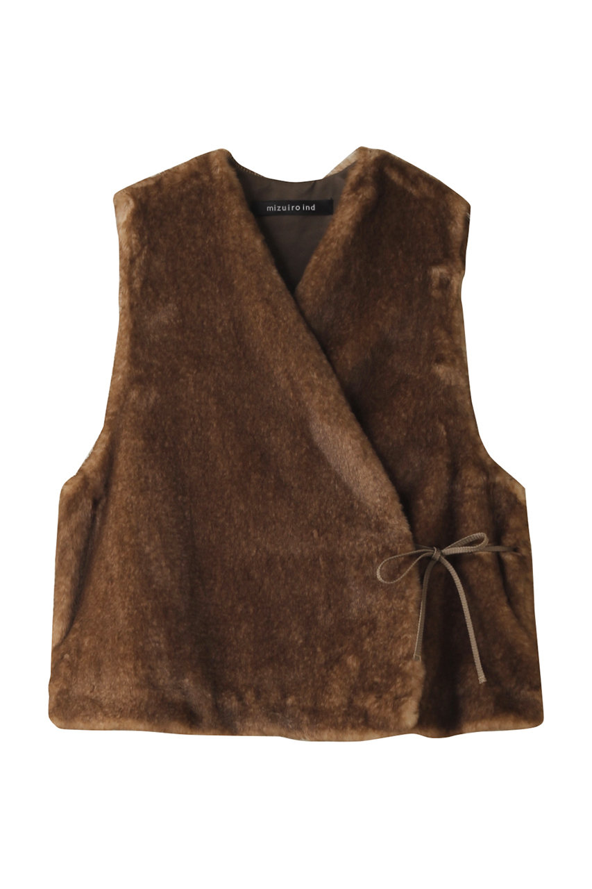 ミズイロインド/mizuiro indのimitation fur short vest ベスト(beige/3-230057)