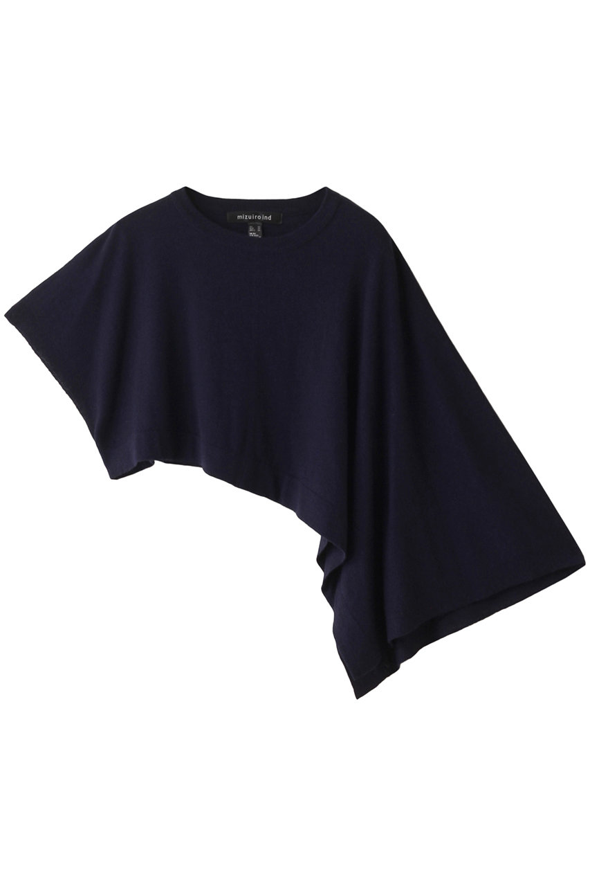 ミズイロインド/mizuiro indのasymmetry poncho vest ベスト(navy/3-220072)