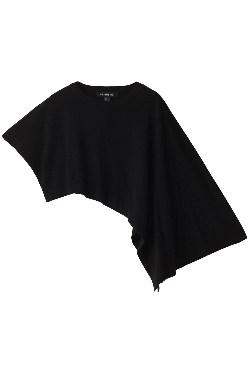 ミズイロインド/mizuiro indのasymmetry poncho vest ベスト(black/3-220072)