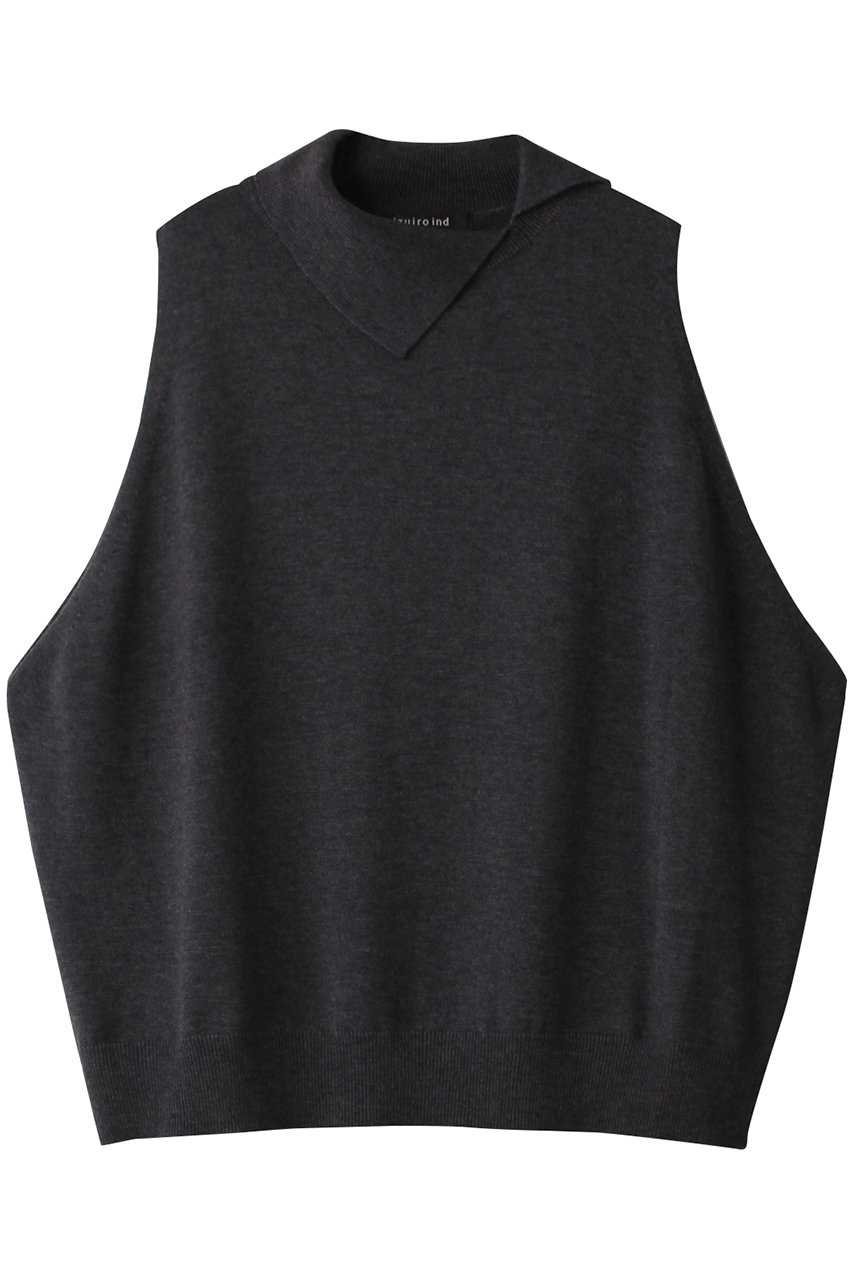 ミズイロインド/mizuiro indのasymmetry collar wide vest ベスト(gray/3-220076)