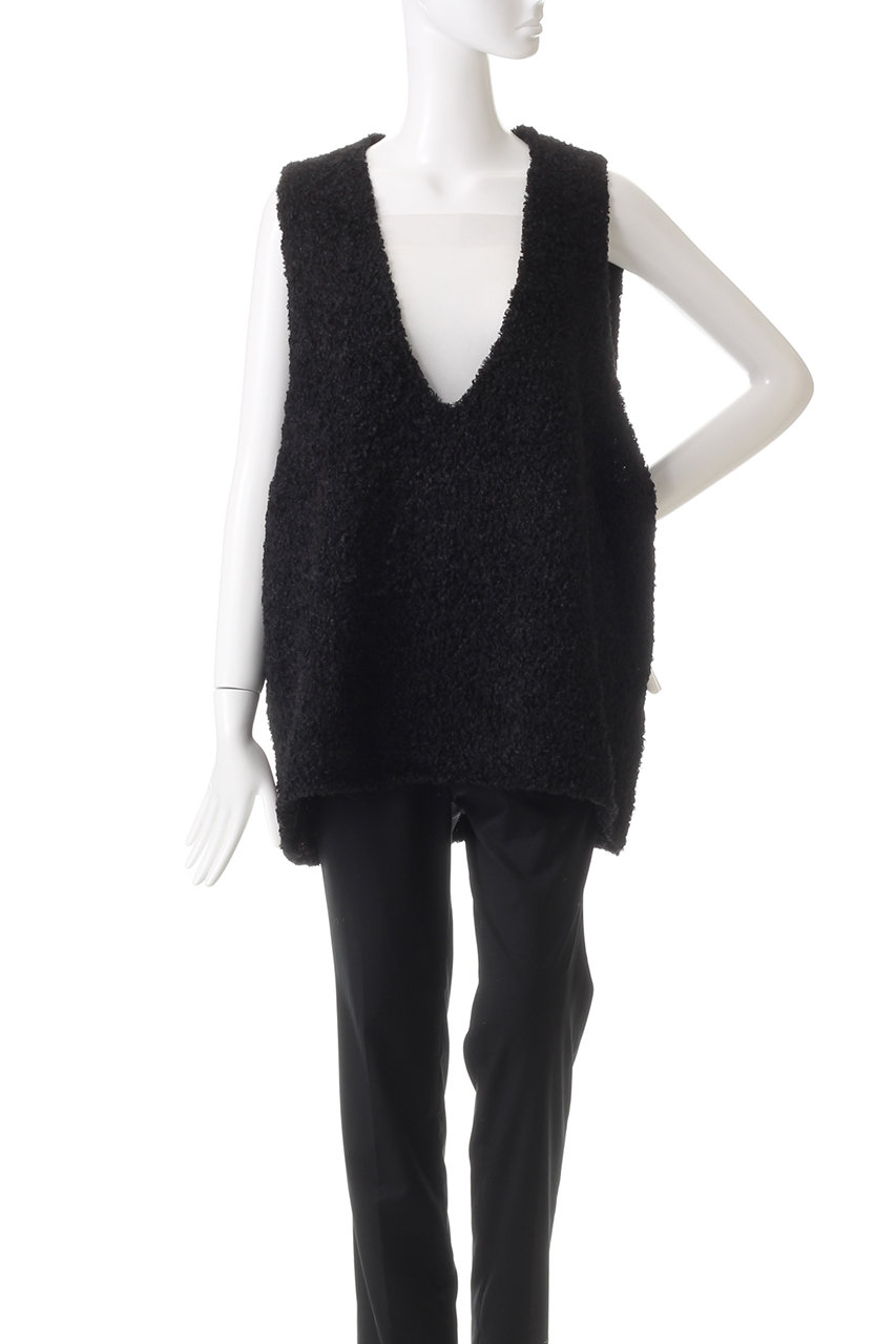 mizuiro ind - mizuiroind / ミズイロインド | hairy yarn wide vest へアリーヤーン ワイドベスト | F | ブラック | レディース mizuiro ind(ミズイロインド)｜hairy yarn wide vest ベスト/gray の