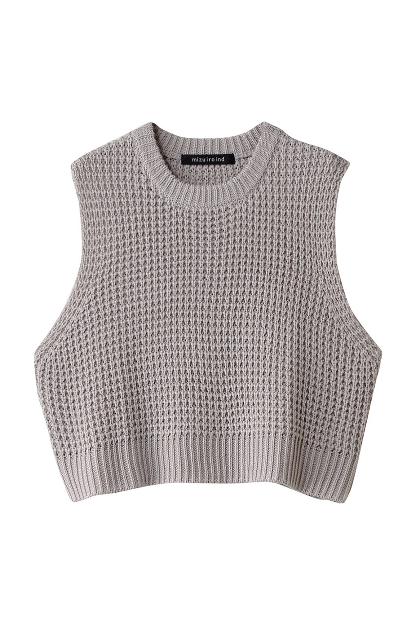 ミズイロインド/mizuiro indのwaffle knit vest ベスト(kinari/3-220055)