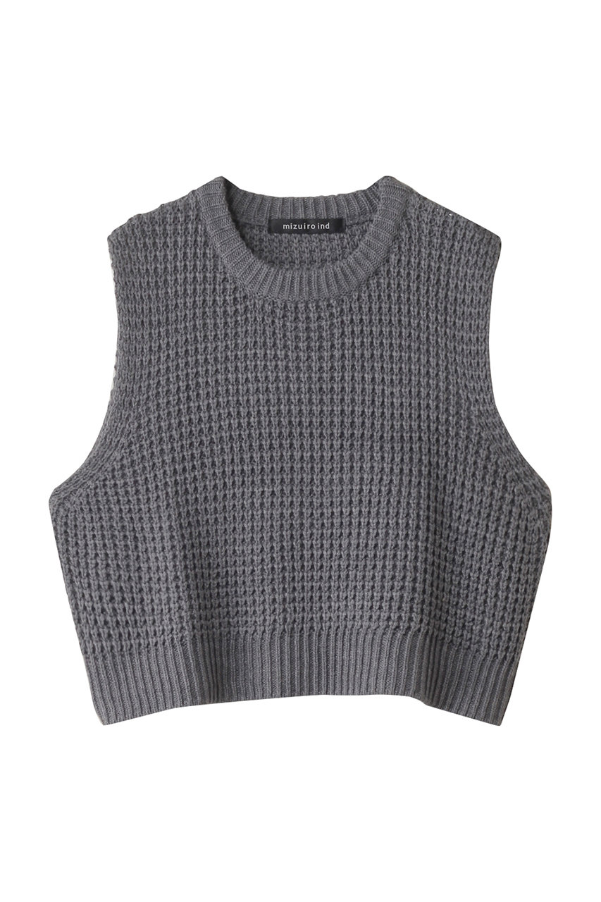 ミズイロインド/mizuiro indのwaffle knit vest ベスト(gray/3-220055)