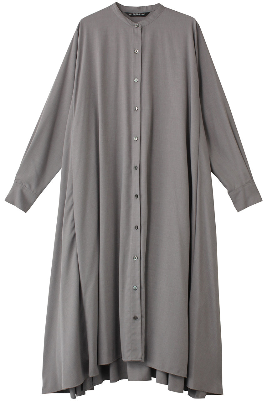 ミズイロインド/mizuiro indのT/R stand collar flare OP ワンピース(l.gray/3-250039)